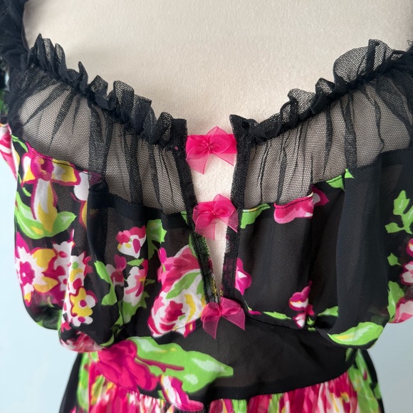 ✨ Betsey Johnson Intimates Sheer Floral Babydoll Lingerie 1X ✨ - Picture 4 of 12